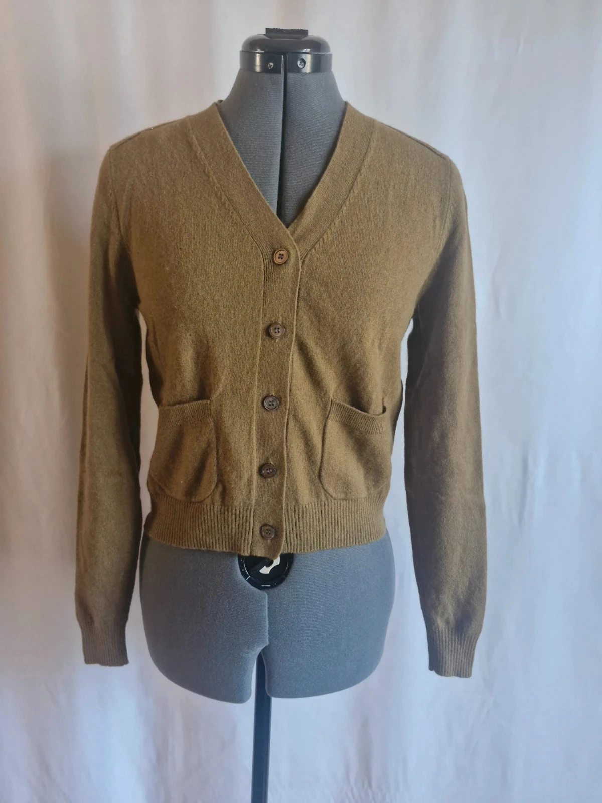 Gilet Zara 100 % laine kaki – Taille S – Cardigan maille fine